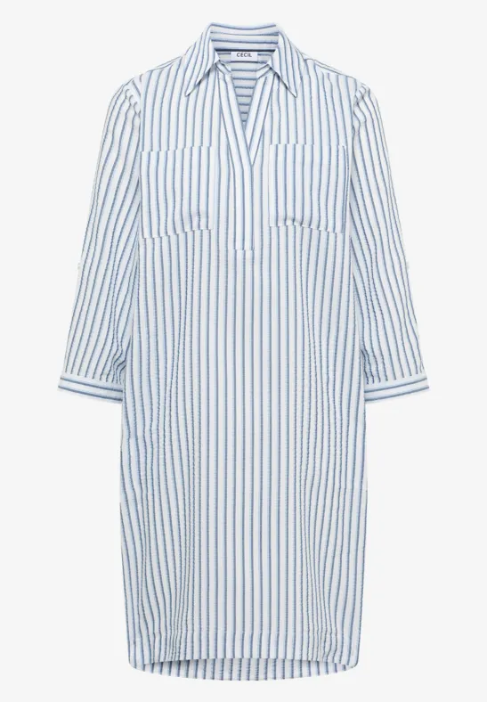 Knielanges Kleid mit Streifenmuster sporty denim blue