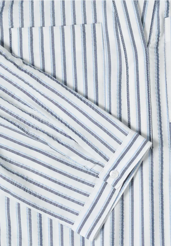 Knielanges Kleid mit Streifenmuster sporty denim blue