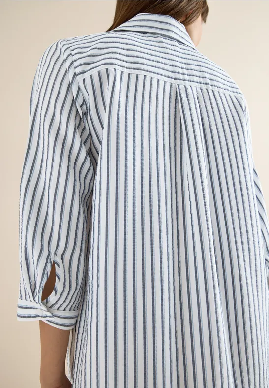 Knielanges Kleid mit Streifenmuster sporty denim blue