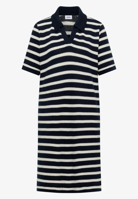 Knielanges Kleid in Ajourstrick universal blue