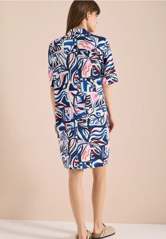 Knielanges Kleid mit grafischem Muster universal blue