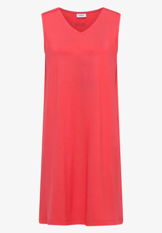 Rotes ärmelloses Kleid mit V-Ausschnitt, locker geschnitten