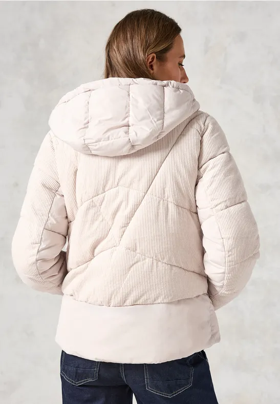 Cord-Mix Puffer Jacke teddy vanilla white
