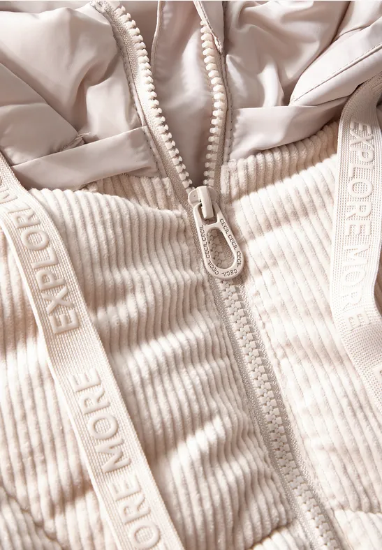 Cord-Mix Puffer Jacke teddy vanilla white