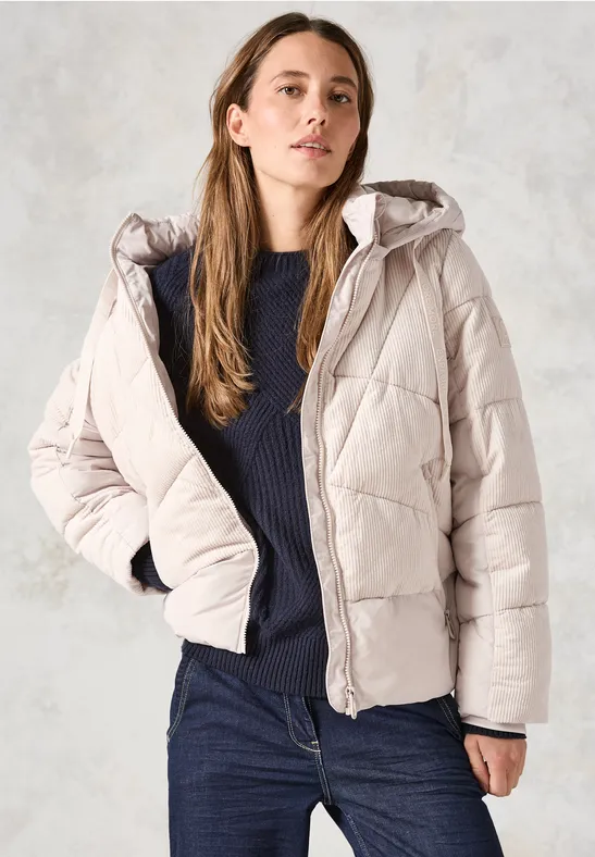 Cord-Mix Puffer Jacke teddy vanilla white