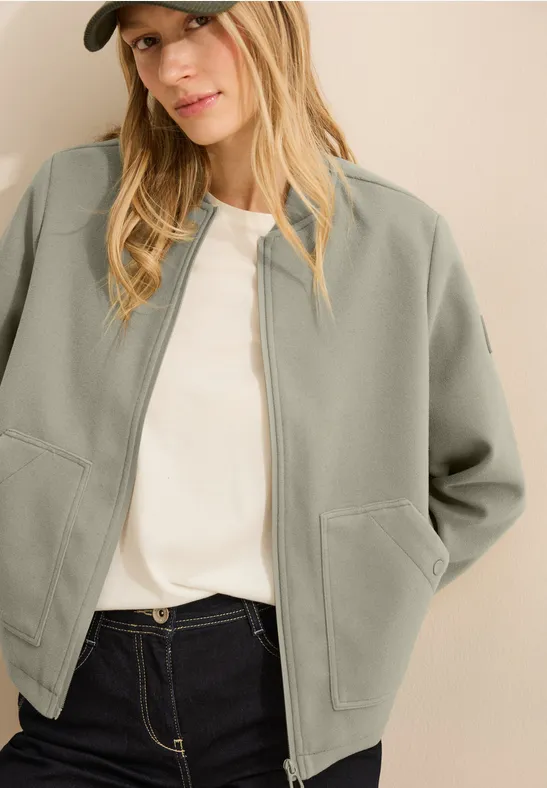 Blouson in Woll-Optik smooth khaki
