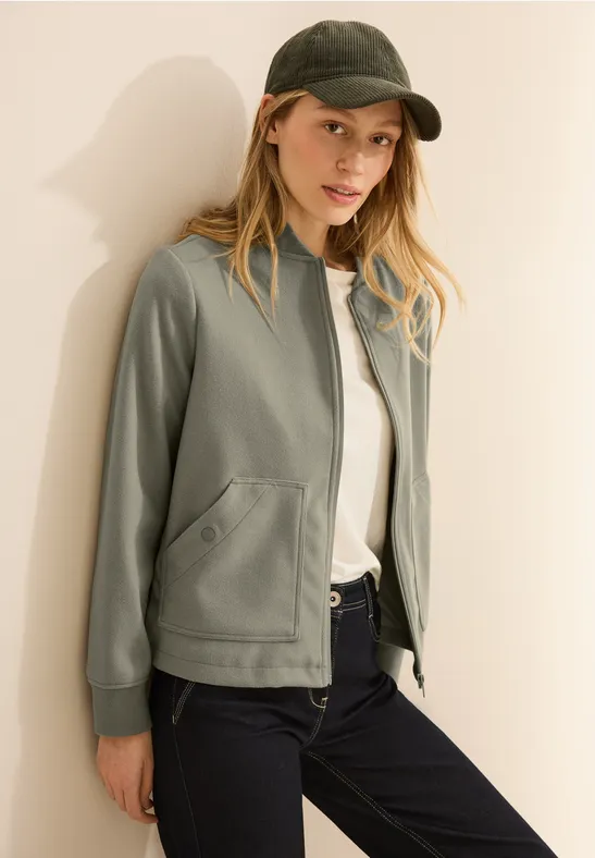Blouson in Woll-Optik smooth khaki