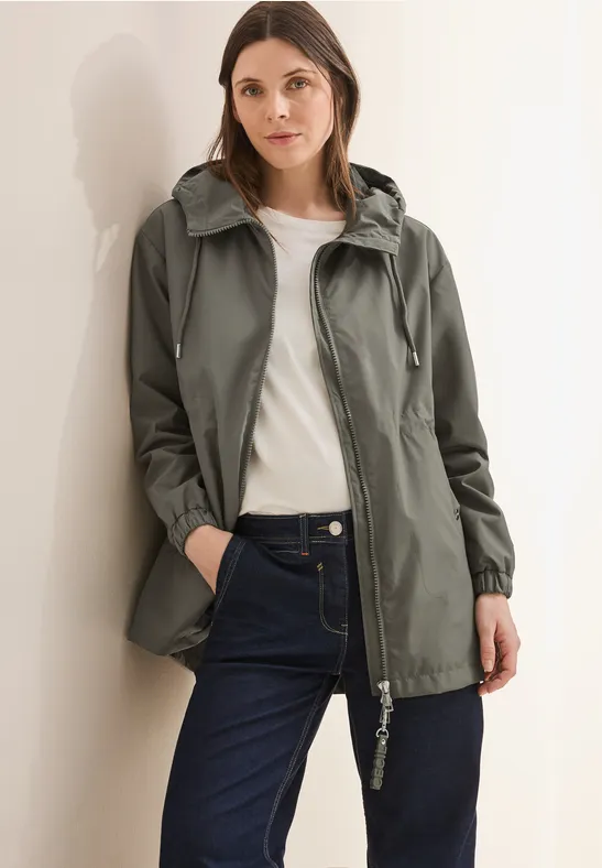 Jas met capuchon earthy khaki