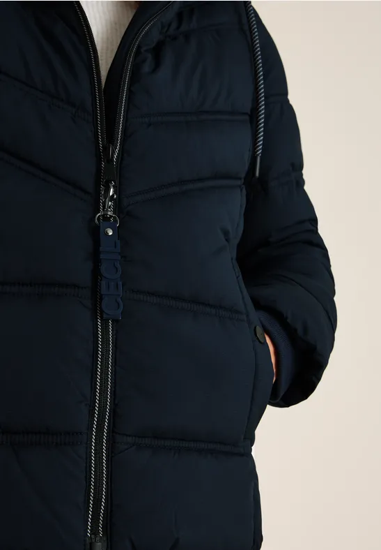 Gewatteerd jack met capuchon dark navy blue