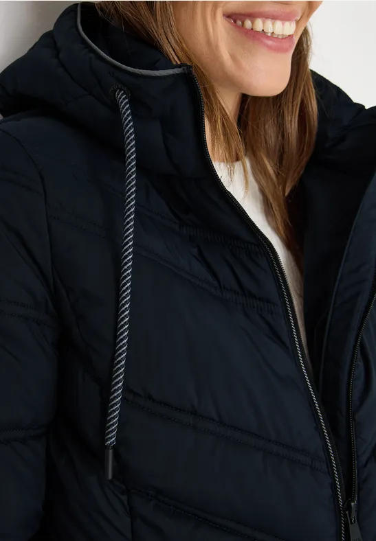 Gewatteerd jack met capuchon dark navy blue