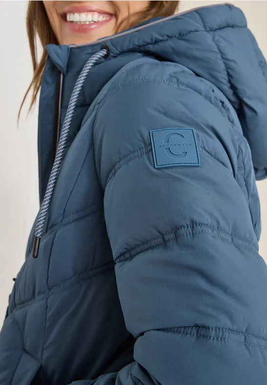 Veste matelassée avec capuche moonstone blue