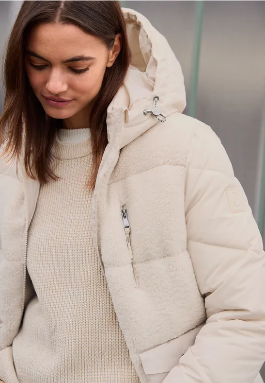 Teddy Jacke mit Strukturmix teddy vanilla white