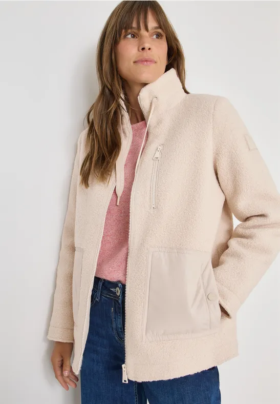 Kuschelige Jacke mit Details teddy vanilla white