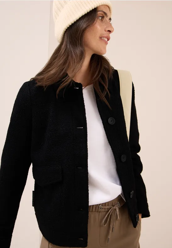 Veste en aspect laine Black