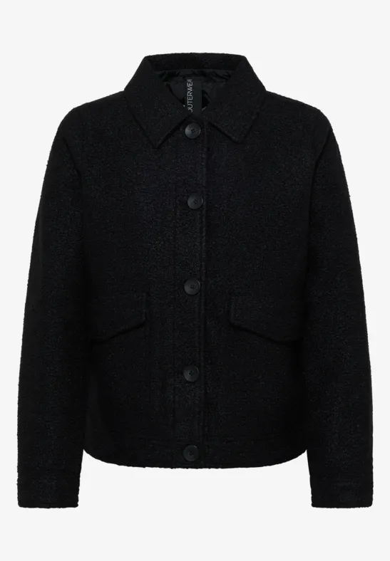 Veste en aspect laine Black