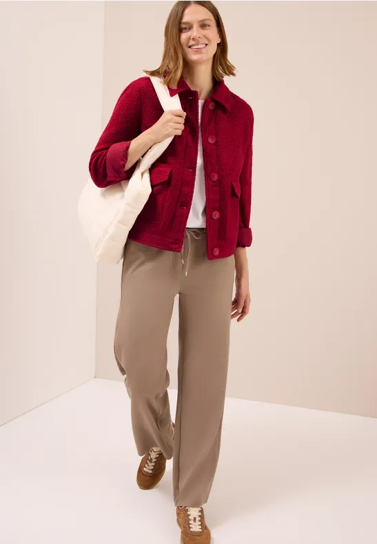 Jacke in Wolloptik beaujolais red