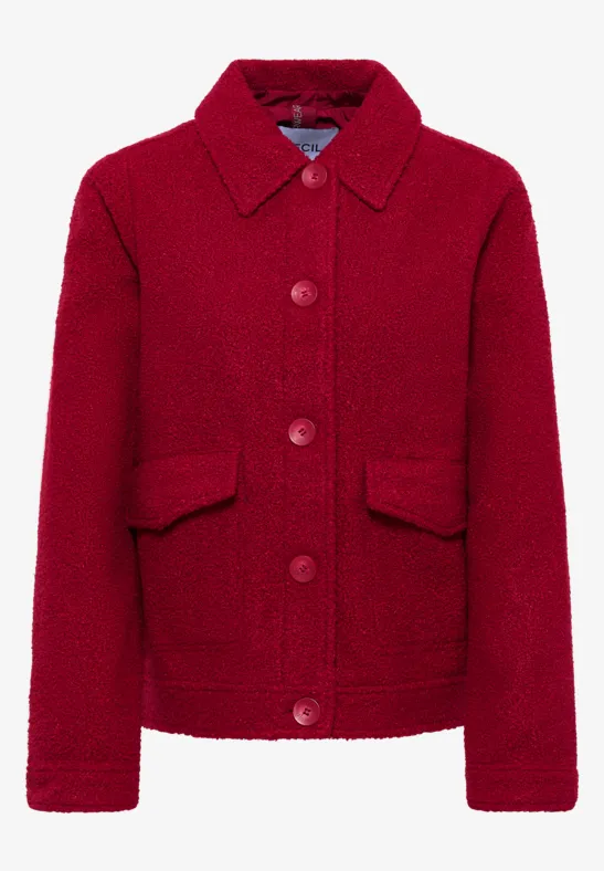 Jacke in Wolloptik beaujolais red