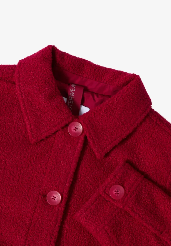 Jacke in Wolloptik beaujolais red