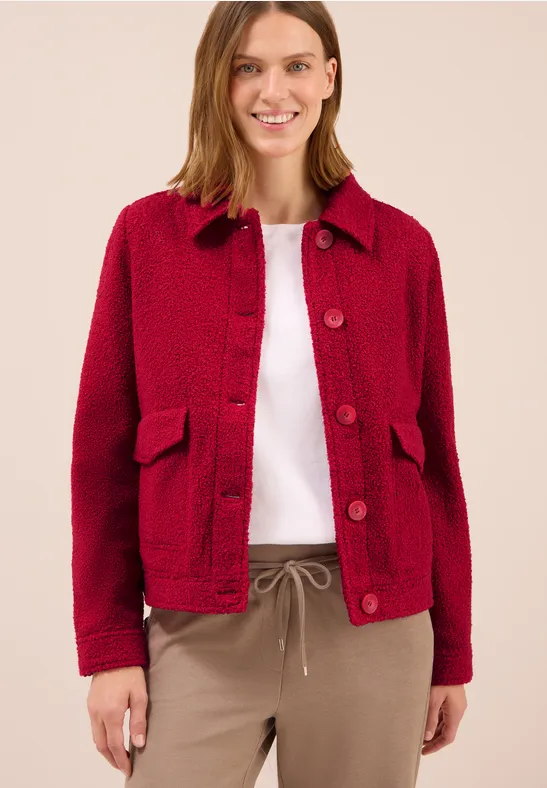Jacke in Wolloptik beaujolais red
