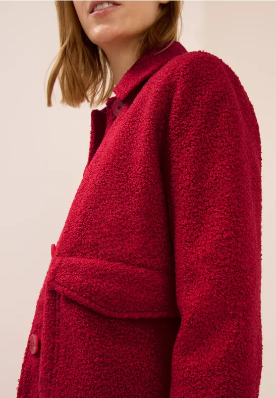 Jacke in Wolloptik beaujolais red