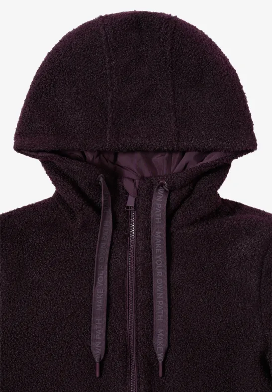 Kurze Wolloptik-Jacke dark plum
