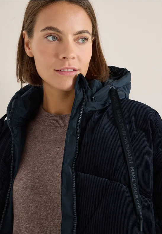 Puffer Jacke mit Cord-Mix dark navy blue