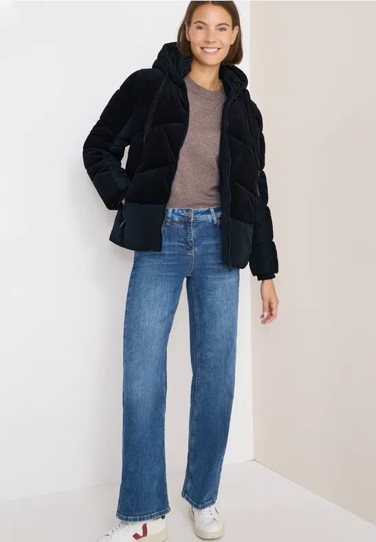 Puffer Jacke mit Cord-Mix dark navy blue