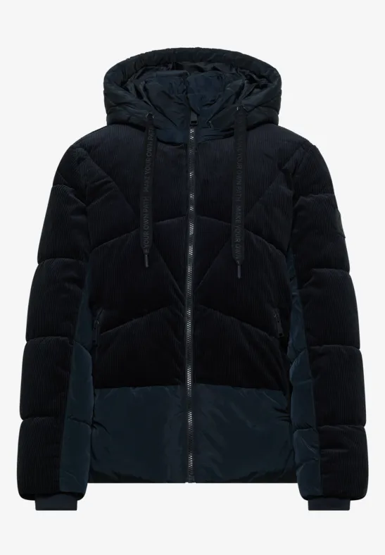 Puffer Jacke mit Cord-Mix dark navy blue