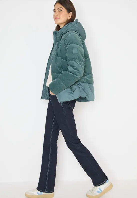 Puffer Jacke mit Cord-Mix ice hill green