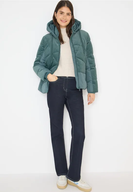 Puffer Jacke mit Cord-Mix ice hill green