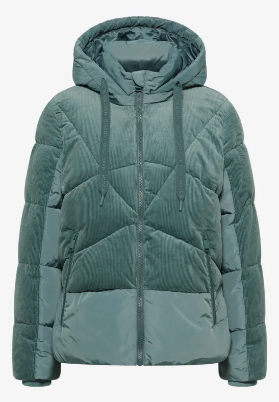 Puffer Jacke mit Cord-Mix ice hill green