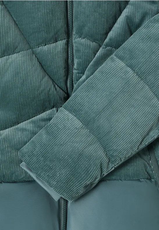 Puffer Jacke mit Cord-Mix ice hill green