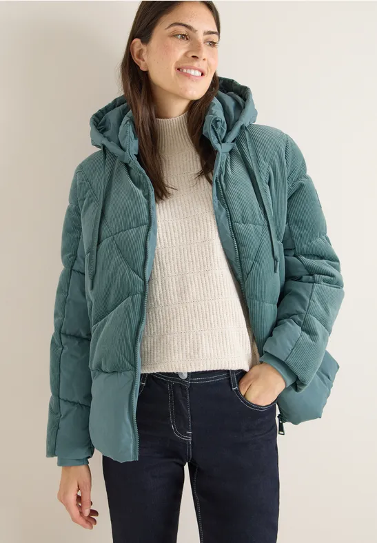 Puffer Jacke mit Cord-Mix ice hill green