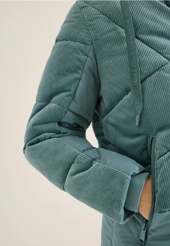 Puffer Jacke mit Cord-Mix ice hill green
