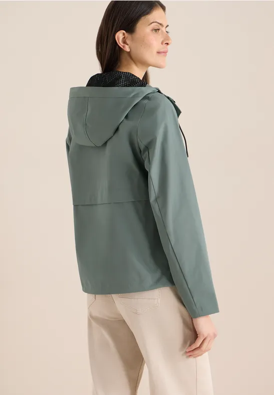 Windjack met capuchon kelp green