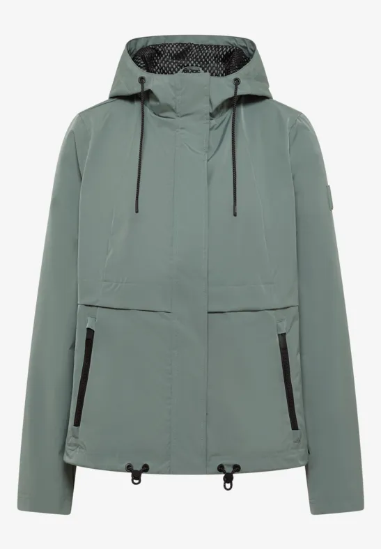 Windjack met capuchon kelp green