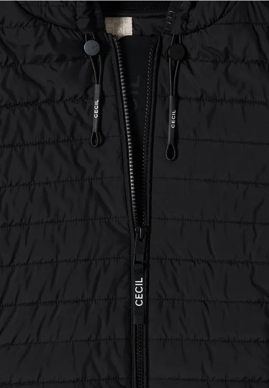 Jacke mit Strukturmix und Kapuze Black