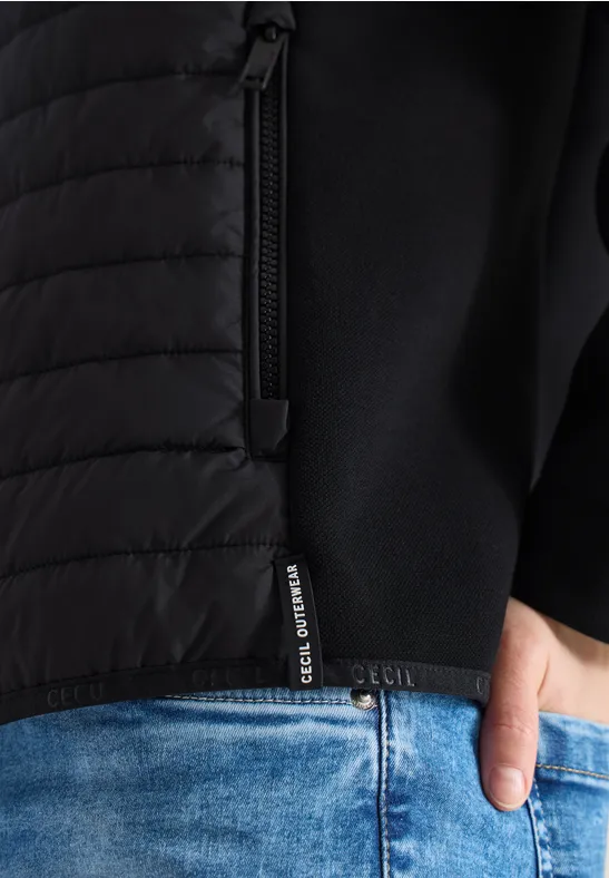 Jacke mit Strukturmix und Kapuze Black