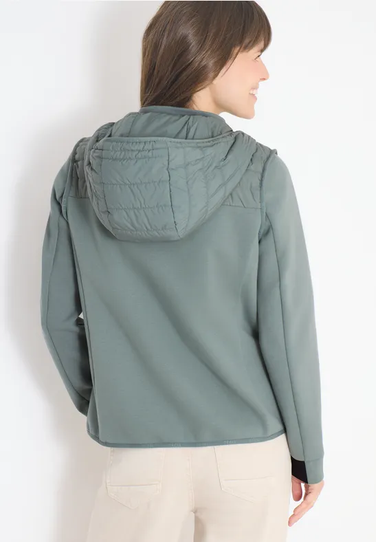 Jacke mit Strukturmix und Kapuze kelp green
