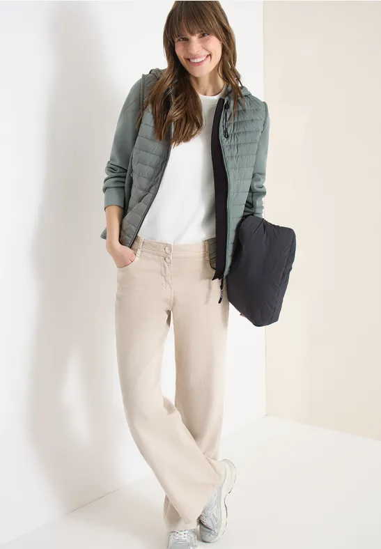 Jacke mit Strukturmix und Kapuze kelp green