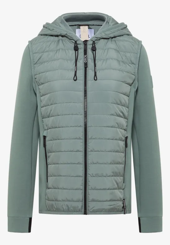 Jacke mit Strukturmix und Kapuze kelp green