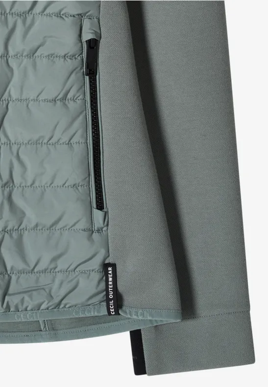 Jacke mit Strukturmix und Kapuze kelp green