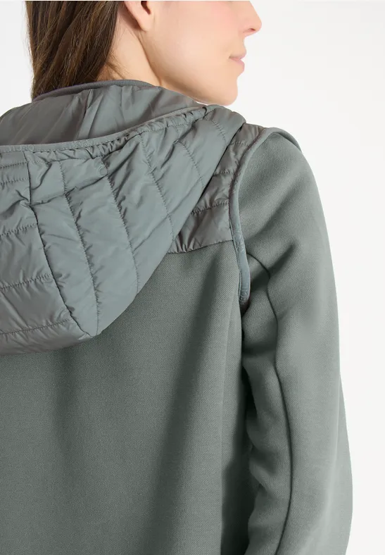 Jacke mit Strukturmix und Kapuze kelp green