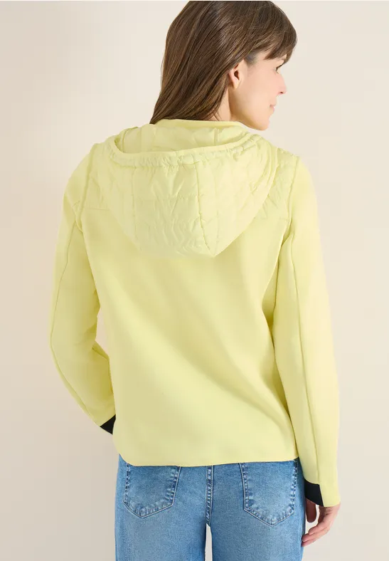 Veste avec un mélange de structures et une capuche iced yellow