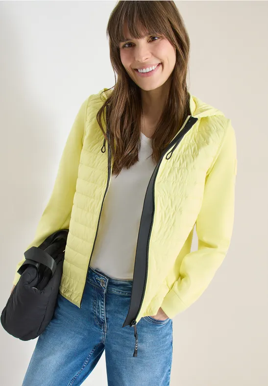 Veste avec un mélange de structures et une capuche iced yellow