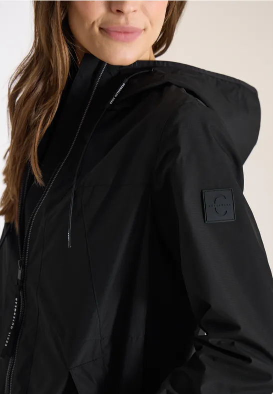 Jacke mit Kapuze und Tunnelzug Black