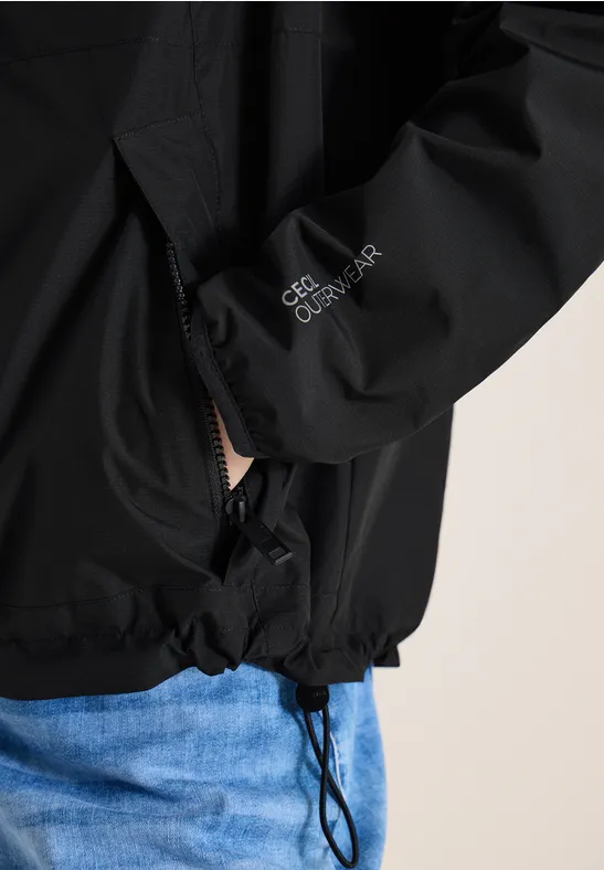 Jacke mit Kapuze und Tunnelzug Black