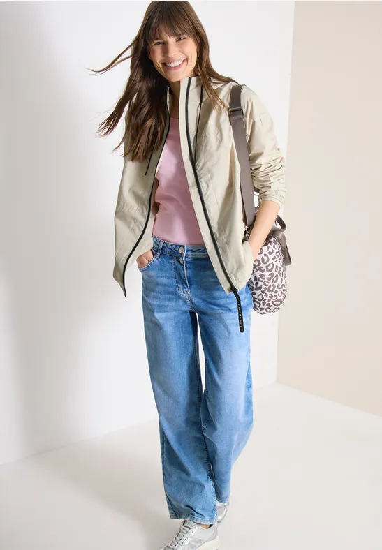 Jacke mit Kapuze und Tunnelzug dust beige