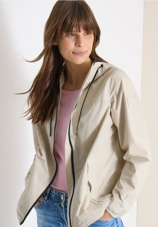 Jacke mit Kapuze und Tunnelzug dust beige
