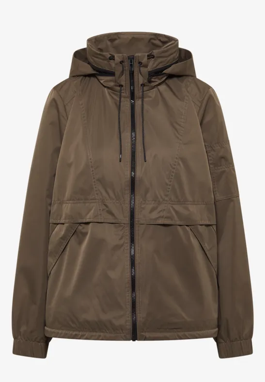 Jacke mit verstaubarer Kapuze mocha taupe